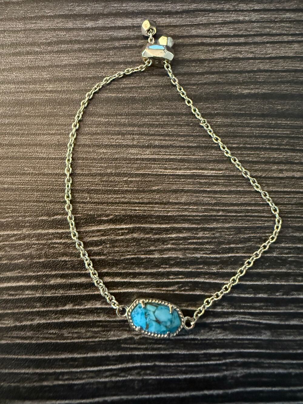 Kendra Scott Elaina Adjustable Chain Bracelet Silver Turquoise